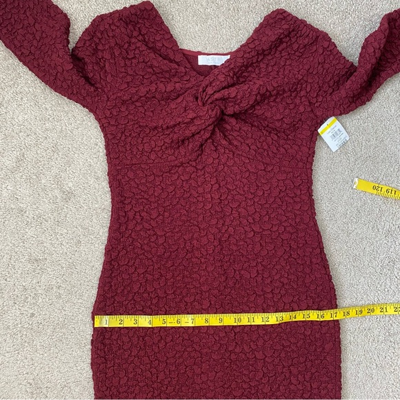 ASTR The Label Textured Twist Front Midi Dress Wine Red Burgundy M - Picture 9 of 10